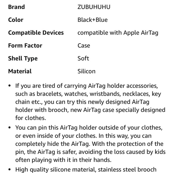 Set of 2 (1)Black and (1)Blue AirTag Holders with Clips - Picture 5 of 6